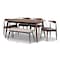 Baxton Studio Aeron Light Gray Upholstered Walnut Finished Wood 6-Piece Dining Set 159-9548-9549-9550 - alternate 5